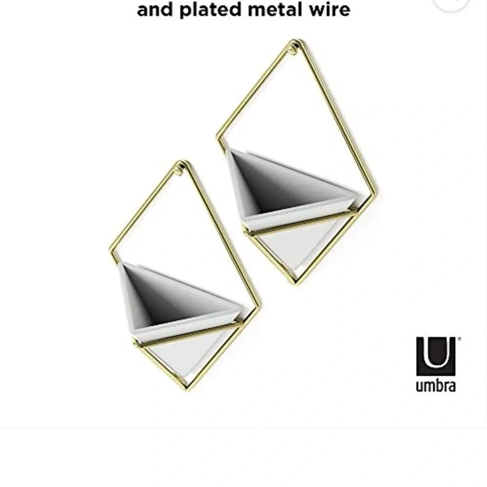 Umbra White and Gold Geometric Wall Planter Pair